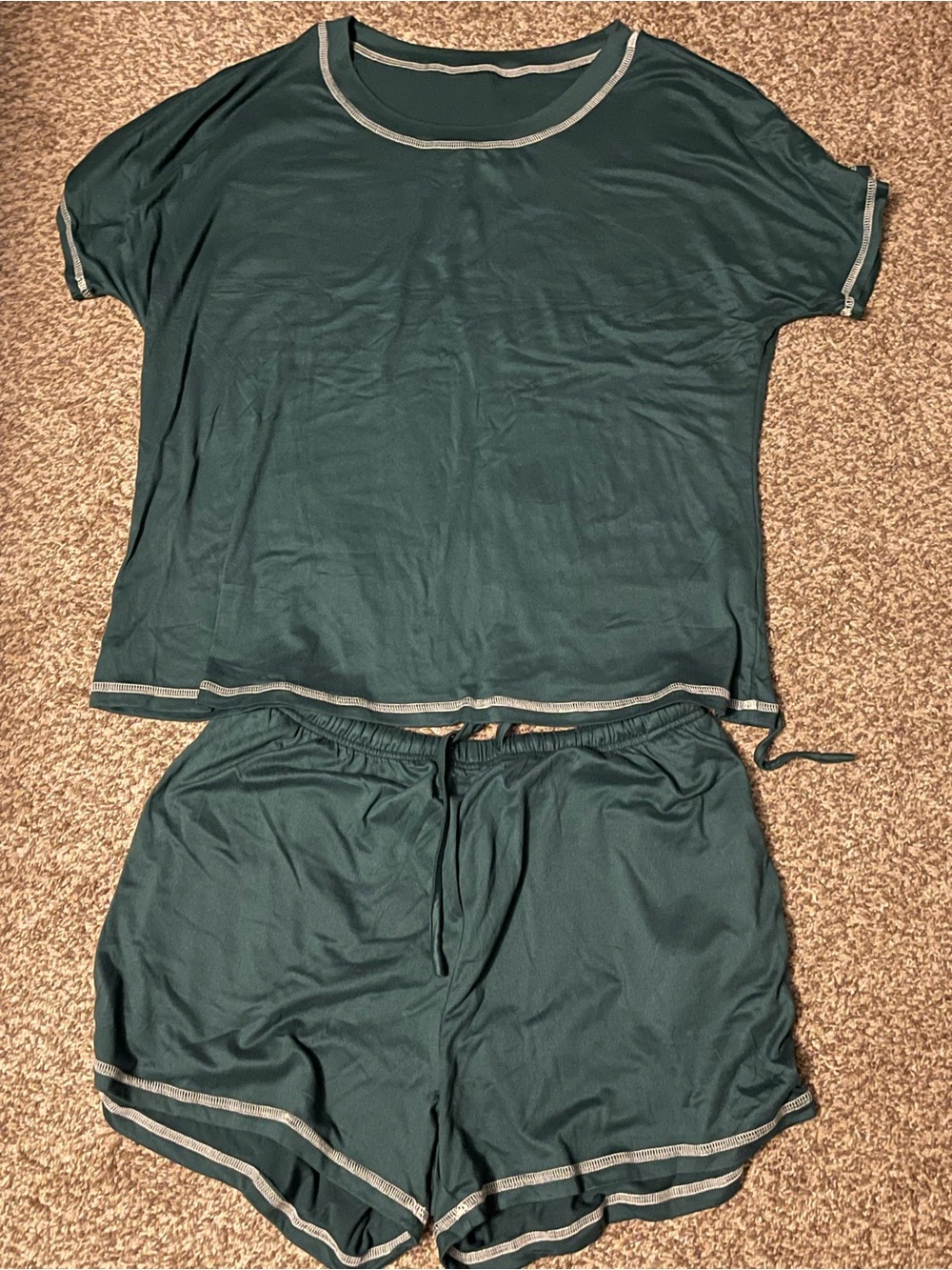 Dark Green Short Sleeve Top & Shorts Set